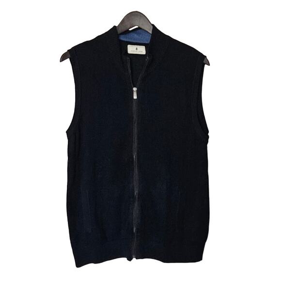 Southern Pines Sweater Vest Full Zip Golf Mens Size Large Pockets Knit Leather - Picture 5 of 13